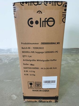 Жорсткий чохол COOLIFE, розширюваний, замок TSA, 4 колеса, матеріал ПК, синій, розмір M