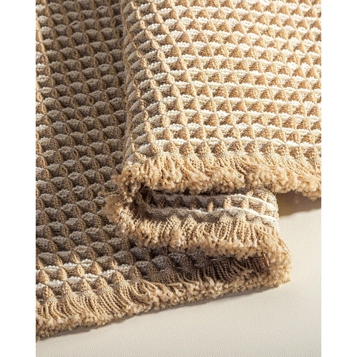 Набір килимків для ванної кімнати, антиковзаючі, бохо-стиль, 2 шт. (51x120 см + 41x61 см), коричнево-білі