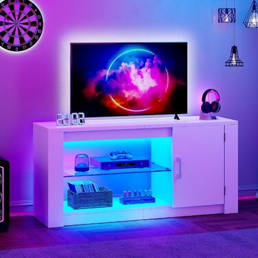 Тумба під телевізор YITAHOME з RGB-підсвіткою, білий колір, 106.5 x 34 x 51 см, для телевізорів до 43 дюймів