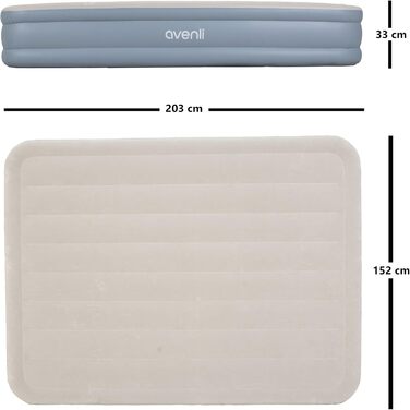 Надувний матрац Avenli для 2 осіб 203x152x33 см з вбудованим насосом - самонадувний, флоксовий, для кемпінгу та дому