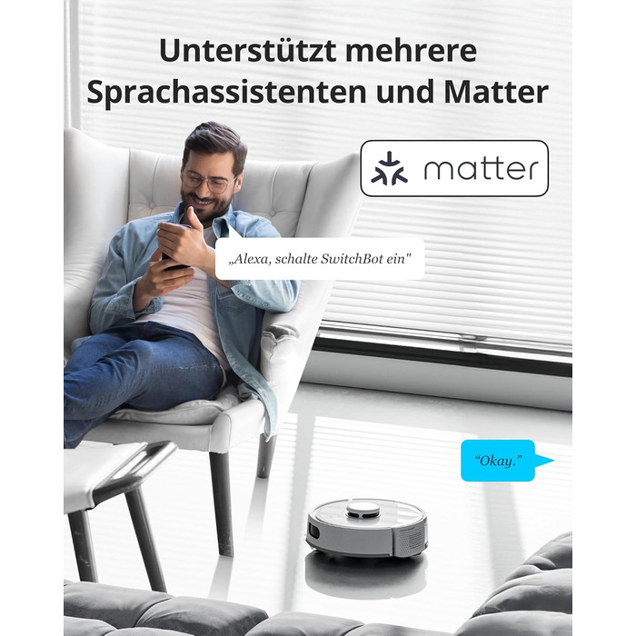 SwitchBot K10+ Pro Робот-пилосос з док-станцією для самостійного очищення, LiDAR-навігація, тиха робота 45dB, сумісний з Alexa