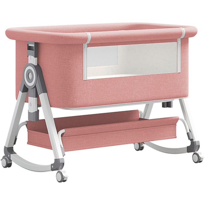 Дитяче ліжко-манеж GLOKID 3 в 1 з регулюванням висоти та нахилу матраца (Рожеве)