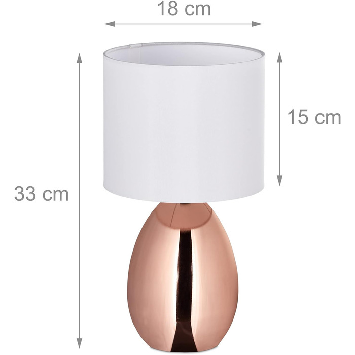 Приліжкова лампа Reaxdays Touch Dimmable, сучасна сенсорна лампа, 3 рівні, E14, настільна лампа з Kabe 49 x 30 см, (M, мідь)