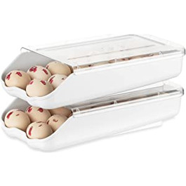 Контейнер для яєць Штабельований ящик для яєць 2 шт. Тримач для яєць Холодильник автоматична прокрутка Ящик для зберігання яєць Ящики для зберігання яєць ср