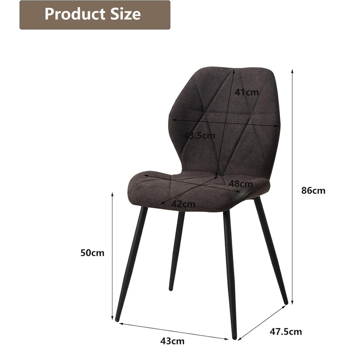 Обідні стільці GrandCA HOME, 6 шт. в наборі, чорного кольору, з м'яким сидінням та металевими ніжками, стиль скандинавський