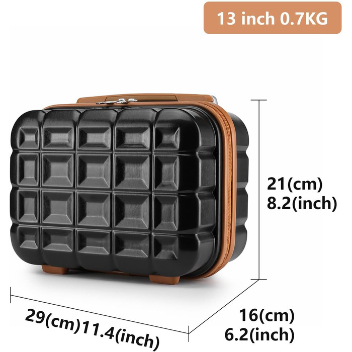 Набір валіз KONO 2 в 1: велика валіза 72 см + косметичка (білий, чорний/коричневий)