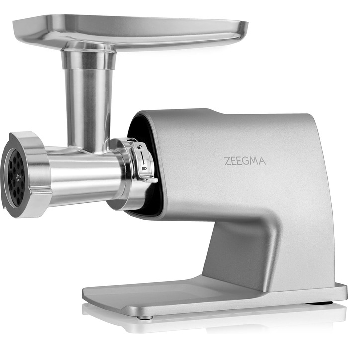 Електрична м'ясоподрібнювач ZEEGMA MOLEN MASTER 2500W з 3 дисками з нержавіючої сталі, насадка для ковбас та овочешкребкою, функція зворотного ходу, сенсорний дисплей
