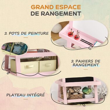 Дитяча фліпчарт AIYAPLAY 3 в 1 з магнітною дошкою та рулоном паперу - для дітей 3-6 років (зелене дерево, рожевий)