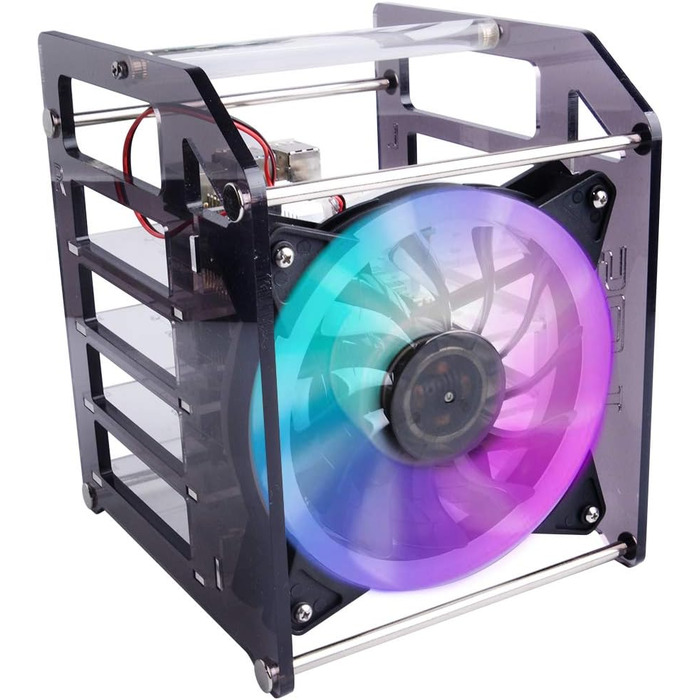 Стійка-корпус GeeekPi для Raspberry Pi, 4-рівнева, з 120 мм RGB LED вентилятором, для Raspberry Pi 4B/3B+/3B/2B/B+ та Jetson Nano