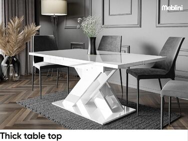 Обідній стіл MebleIni Bronx розсувний, 140-180x80x75 см, білий глянцевий