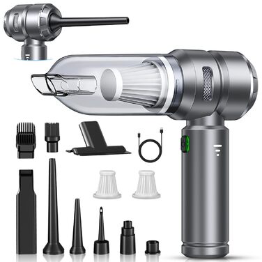 Акумуляторний ручний пилосос 26000Па 4-в-1 з безщітковим двигуном для авто, дому та шерсті тварин, 3 режими потужності, темно-сірий