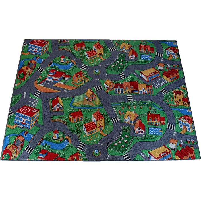 Килим Janning, вуличний килим, ігровий килим, маленьке село, ферма, село, дитячий килим різних розмірів (400 х 400 см)