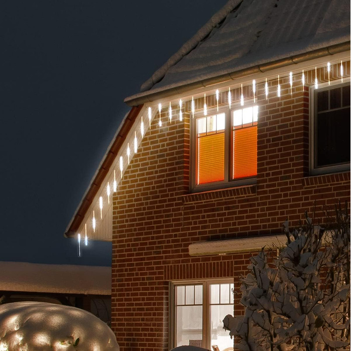Зовнішній водонепроникний 10 труб 50 см Критий різдвяний крижаний дощ дощовий світловий ланцюг (білий), 480 LED