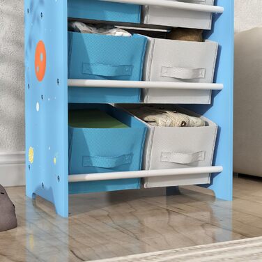 Дитяча полиця для іграшок AIYAPLAY з 6 коробками з фетру, органайзер для іграшок у дитячу кімнату, 43x30x60 см (Блакитний)