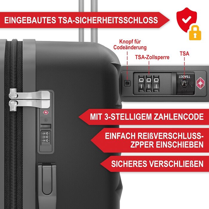 Набір валіз Onbest Premium 4-в-1 з жорстким корпусом, TSA-замком та USB-портом – Плюс ваги для валіз, ременів, адресників, тримача для напоїв, чохла для взуття та чохлів від пилу (Чорний)