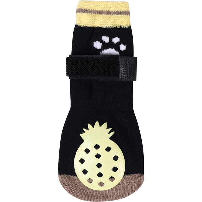 Легка радість 3 пари протиковзких шкарпеток для собак з регульованими ремінцями, захист лап для собак з протиковзкою гумою запобігає ковзанню, жовтий розмір L ананасовий візерунок L