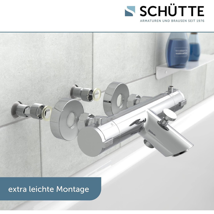 Змішувач для ванни Schütte London з термостатом, захист від ошпарювання 38°C, хром