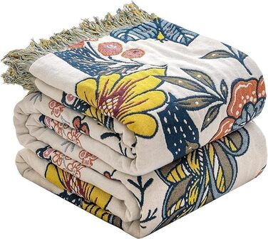 Плед Boho з 100% бавовни, стиль кантрі, 150x200 см, колір гранат