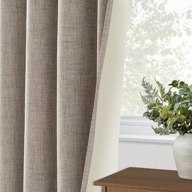 Штори Topfinel Opaque Linen Look 260x140 см, комплект з 2 шт. , проти холоду, вітальня/спальня