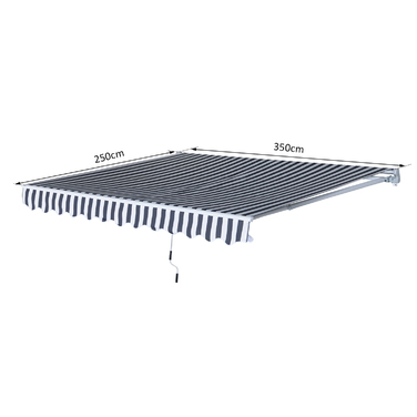 Тент Outsunny Folding Arm з ручною рукояткою 3,5x2,5 м сірий білий сонцезахисний захист з алюмінію та поліестеру для балкона патіо
