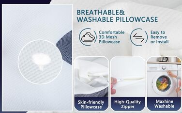 Подушка для шиї Enighs для зняття напруги, подушка з memory foam, ергономічна подушка для шиї для тих, хто спить на боці, спині та животі з охолоджуючими чохлами 63*38*13.5/10 см