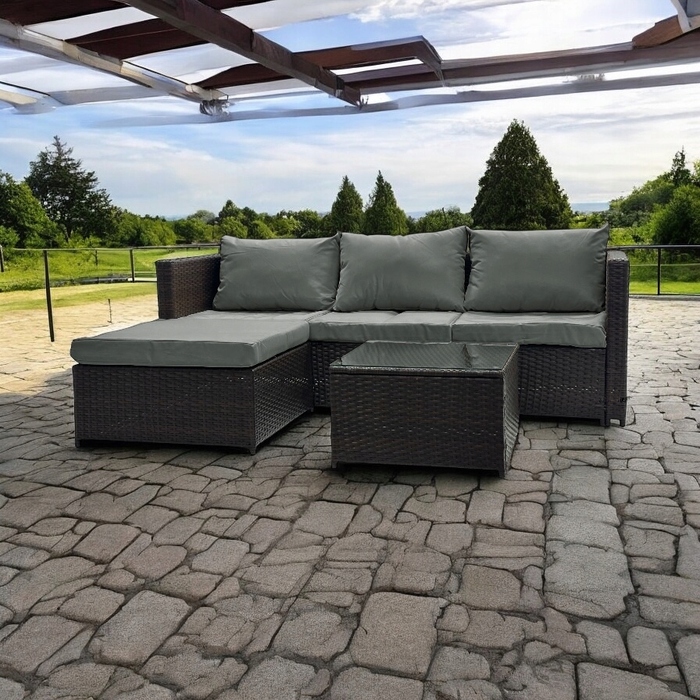 Двосторонній садовий кутовий диван SFS066 MTG, комплект садових меблів, коричневий