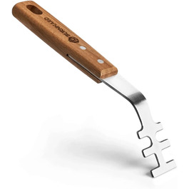 Набір гриль-посуду BURNHARD 5 предметів, 42 см, акацієве дерево, нержавіюча сталь. Комплектація: щипці, лопатка, виделка, щітка, підйомник для решітки.