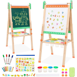 Дерев'яна мольберт Kinder Tafel з паперовою рулонкою, регульована висота, зелений колір