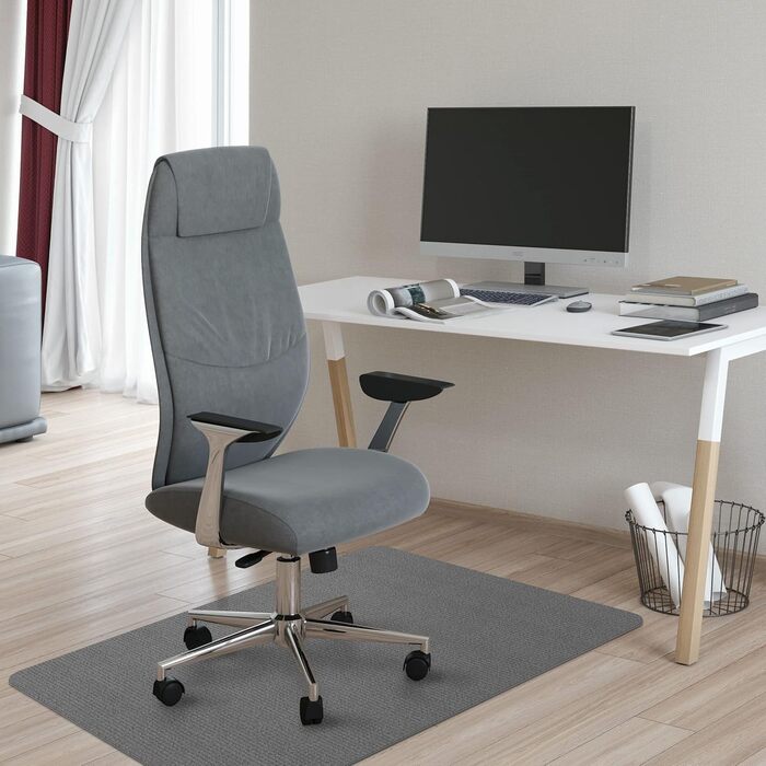 Килимок під офісний стілець 90x140 см | Захист для підлоги | Килимок від подряпин | Для ламінату, паркету та твердих підлог (темно-сірий)