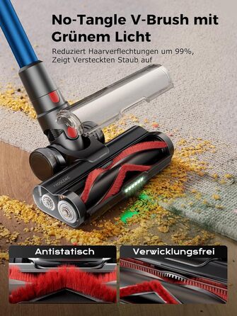 Бездротовий пилосос Proscenic P16: акумуляторний, 550W, 65 хв роботи, гнучкий згин, GreenEye, антизаплутувальна насадка, для килимів, твердих поверхонь, шерсті тварин, синій