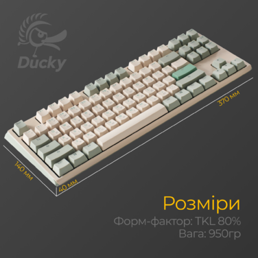 Механічна клавіатура Ducky One 3 TKL Cherry MX Red Matcha Cream UA