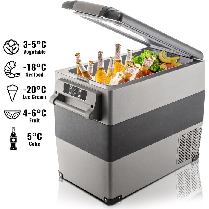 Автохолодильник VEVOR 35/55л нержавіюча сталь 12/24V, 220V: портативний компресорний кулер для авто, кемпінгу, подорожей (-20°C до +20°C)