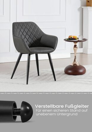 Крісла для їдальні WOLTU, 2 шт. в наборі, для кухні та вітальні, з м'якими сидіннями та підлокітниками, зелені, метал, штучна шкіра BH153gn-2