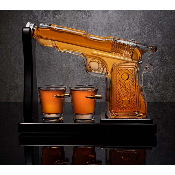 Набір для віскі: карафа, пістолет-карафа, гвинтівка-карафа, скляний набір для віскі чорного кольору