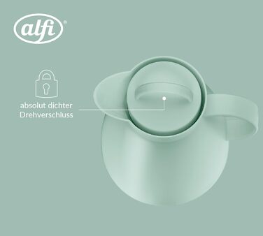 Термос Alfi DAN 1.0 л, пудрово-рожевий, з термоізоляційним корпусом з пластику та скляною вставкою, з кришкою-поворотом, дизайнерська модель, ідеальний для кави та чаю, BPA-free (без фільтра для чаю), колір Silt Green