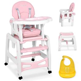 Дитячий стільчик Ricokids Sinco 5в1 - регульований, з функцією гойдання, рожевий