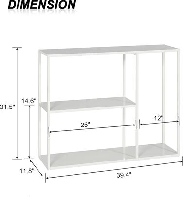 Консольний столик HDANI, Журнальний столик, 3 полиці, Метал, Вітальня/Передпокій, 1003080см, Білий