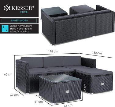 КЕССЕР® Лаунж-група Аруба з ротангу - садовий лаунж для 3-4 осіб, сірий