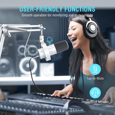 FIFINE K688: Студійний мікрофон XLR/USB для запису вокалу, подкастів, стрімінгу та геймінгу. Динамічний, з навушником 3.5 мм, кнопкою мовчки та металевим корпусом.