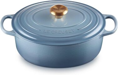 Le Creuset Signature Чавунна сковорода-жаровня з кришкою, овальна, 31 см, 8.9 л, для всіх типів плит, включаючи індукцію, колір Kirschrot