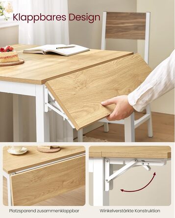 Стол кухонний розкладний VASAGLE для 2-4 осіб, чорний, KDT077B03