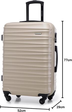 Набір валізWITTCHEN 3в1: велика, середня, маленька. Жорсткий корпус ABS, 4 колеса, кодовий замок. Підходить для Lufthansa, Eurowings, Ryanair, Condor. Бежевий колір.