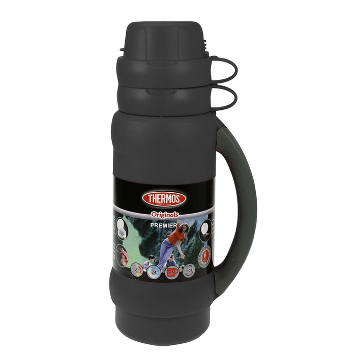 Термос THERMOS PREMIER зі скляною колбою, чорний, 1 л