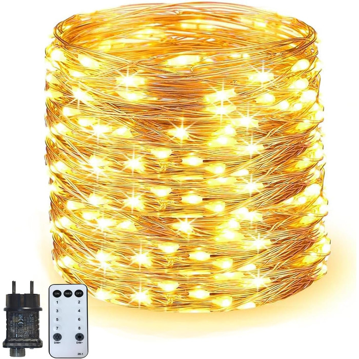 EASTERNSTAR Льодогенератор світлодіодна гірлянда мідний дріт 20м, 200 LED, EU штекер, 8 режимів, водонепроникна, для декору інтер'єру, екстер'єру, саду, вечірки, Різдва, освітлення, тепле біле світло