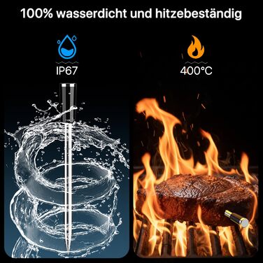 Бездротовий термометр для м'яса з Bluetooth та Wi-Fi, 2 зонди, 6 сенсорів, водонепроникний, точність ±0,1°C, для гриля, духовки, жарки – BF-80