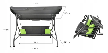 Садова підвісна гойдалка Kontrast, 49 x 176 см