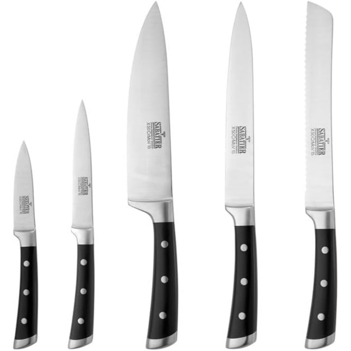 Набір кухонних ножів Sabatier Professional 5-ти предметний у блоці, чорний колір | Richardson Sheffield, преміум якість