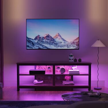 Тумба під телевізор кутова Dripex з LED підсвіткою, стиль Індастріал, дерево-метал (106x36x45.5 см)