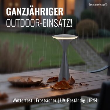 Торшер бездротовий 8 Seasons Design, диммування, Outdoor & Indoor, Hello Space, USB зарядка, 27см, алюміній (слонова кістка), LED тепле біле - холодне біле світло, сенсорне керування, акумуляторний, 2x антрацит
