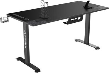 Ігровий стіл ULTRADESK Momentum, килимок розміру XXL, підставка для мобільного телефону, підстаканник, до 130 кг, чорний, 152.5x70 см